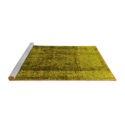 Sideview of Machine Washable Oriental Yellow Industrial Rug, wshurb1903yw