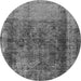 Round Oriental Gray Industrial Rug, urb1903gry