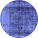 Round Oriental Blue Industrial Rug, urb1903blu