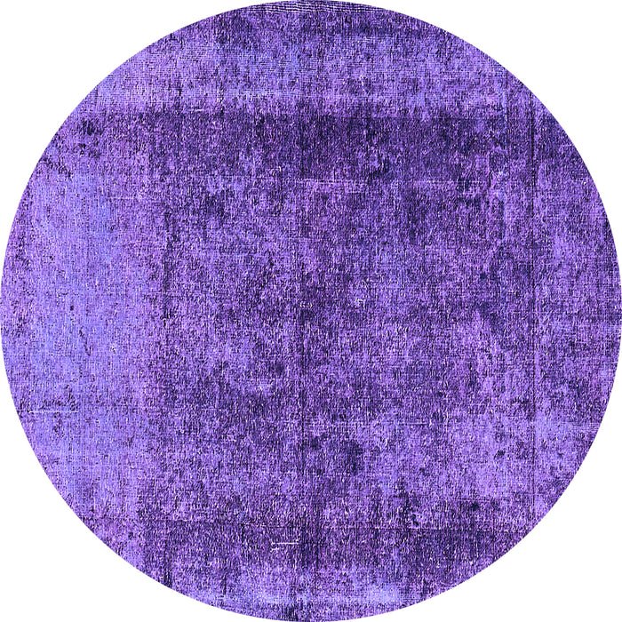 Round Machine Washable Oriental Purple Industrial Area Rugs, wshurb1903pur