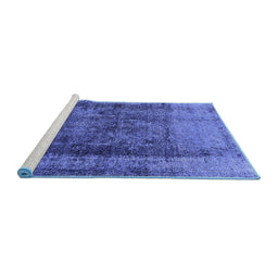 Sideview of Machine Washable Oriental Blue Industrial Rug, wshurb1903blu