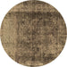 Round Oriental Brown Industrial Rug, urb1903brn