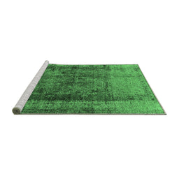 Sideview of Machine Washable Oriental Emerald Green Industrial Area Rugs, wshurb1903emgrn