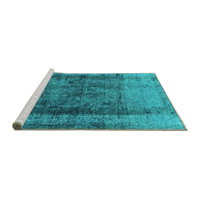 Sideview of Machine Washable Oriental Turquoise Industrial Area Rugs, wshurb1903turq