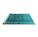 Sideview of Machine Washable Oriental Turquoise Industrial Area Rugs, wshurb1903turq