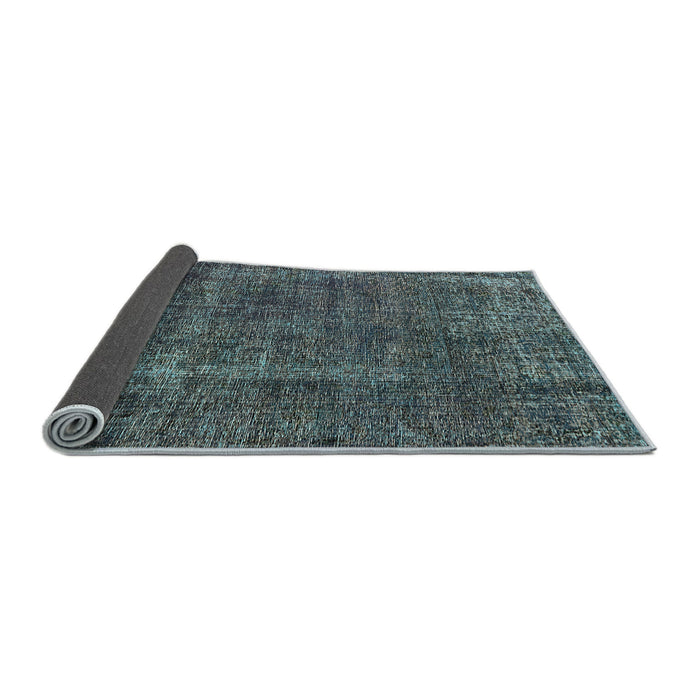 Sideview of Mid-Century Modern Charcoal Blue Oriental Rug, urb1904