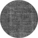 Round Machine Washable Oriental Gray Industrial Rug, wshurb1904gry