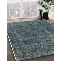 Mid-Century Modern Charcoal Blue Oriental Rug, urb1904