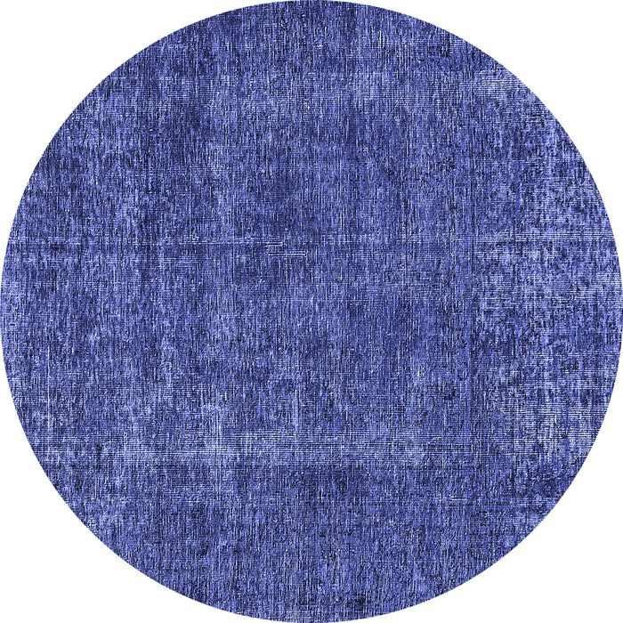 Round Machine Washable Oriental Blue Industrial Rug, wshurb1904blu