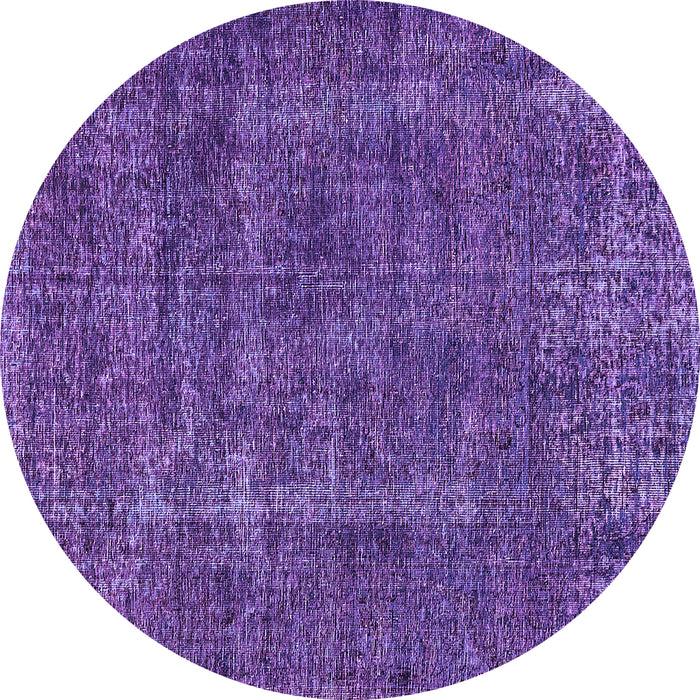 Round Machine Washable Oriental Purple Industrial Area Rugs, wshurb1904pur