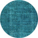 Round Oriental Light Blue Industrial Rug, urb1904lblu