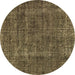 Round Oriental Brown Industrial Rug, urb1904brn