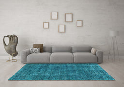 Machine Washable Oriental Light Blue Industrial Rug in a Living Room, wshurb1904lblu