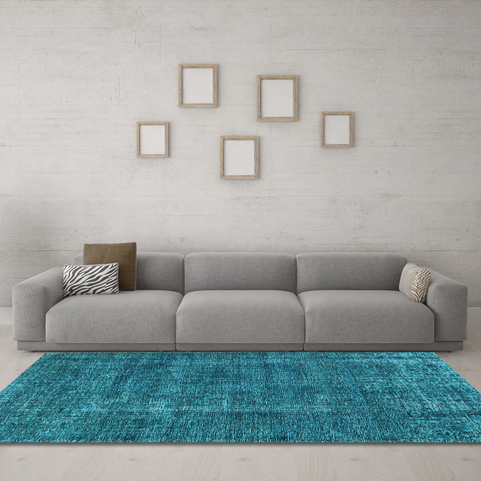 Machine Washable Oriental Light Blue Industrial Rug in a Living Room, wshurb1904lblu