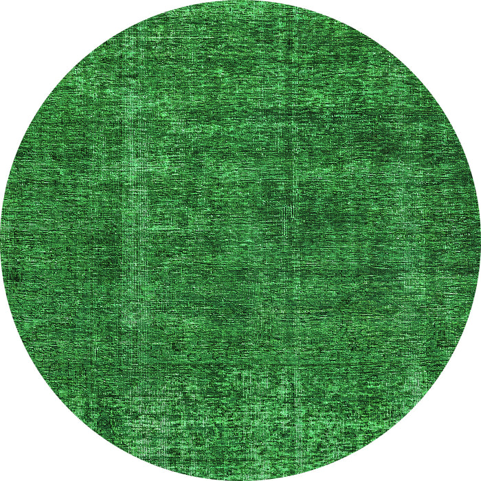 Round Oriental Green Industrial Rug, urb1904grn