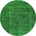 Round Oriental Green Industrial Rug, urb1904grn