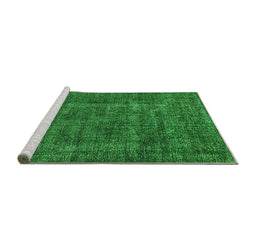 Sideview of Machine Washable Oriental Green Industrial Area Rugs, wshurb1904grn