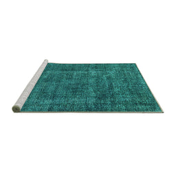 Sideview of Machine Washable Oriental Turquoise Industrial Area Rugs, wshurb1904turq