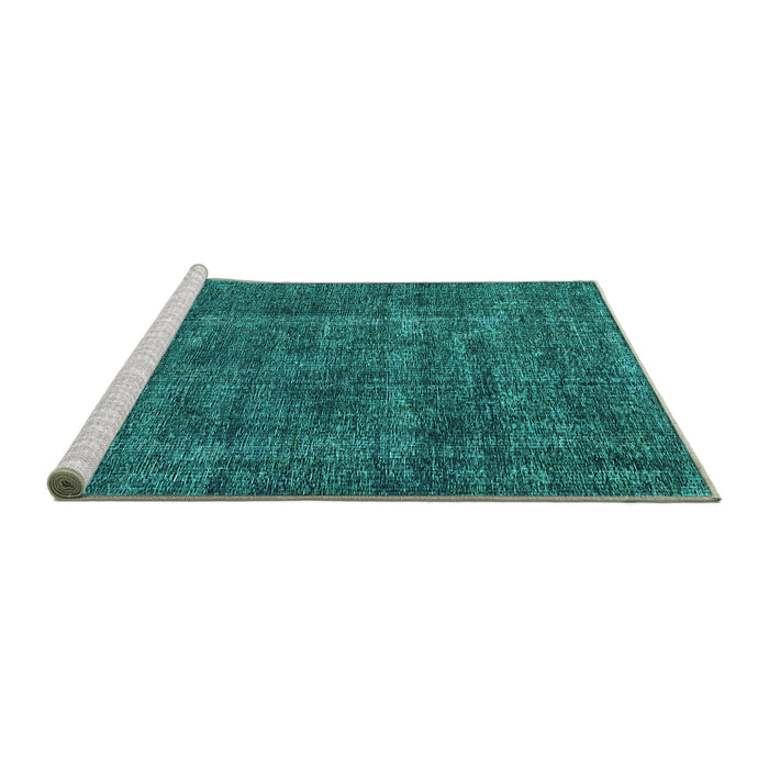 Sideview of Machine Washable Oriental Turquoise Industrial Area Rugs, wshurb1904turq