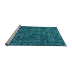 Sideview of Machine Washable Oriental Light Blue Industrial Rug, wshurb1904lblu