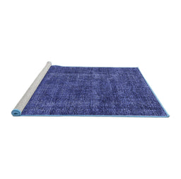 Sideview of Machine Washable Oriental Blue Industrial Rug, wshurb1904blu