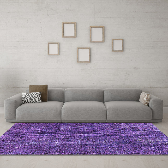 Machine Washable Oriental Purple Industrial Area Rugs in a Living Room, wshurb1904pur