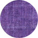 Round Oriental Purple Industrial Rug, urb1904pur