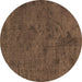 Round Machine Washable Oriental Brown Industrial Rug, wshurb1905brn