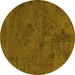 Round Oriental Yellow Industrial Rug, urb1905yw