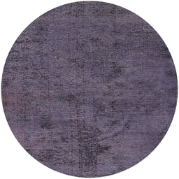 Round Mid-Century Modern Plum Purple Oriental Rug, urb1905