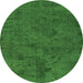 Round Oriental Green Industrial Rug, urb1905grn