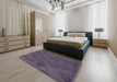 Mid-Century Modern Plum Purple Oriental Rug in a Bedroom, urb1905