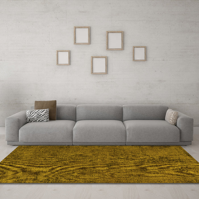 Machine Washable Oriental Yellow Industrial Rug in a Living Room, wshurb1905yw