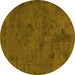 Round Machine Washable Oriental Yellow Industrial Rug, wshurb1905yw