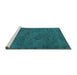 Sideview of Machine Washable Oriental Turquoise Industrial Area Rugs, wshurb1905turq