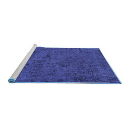 Sideview of Machine Washable Oriental Blue Industrial Rug, wshurb1905blu