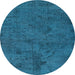 Round Oriental Light Blue Industrial Rug, urb1905lblu