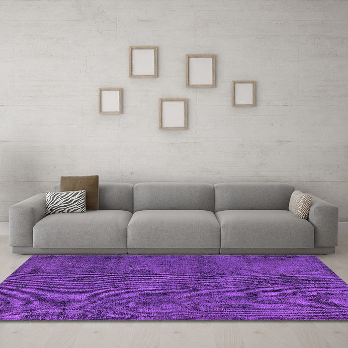 Machine Washable Oriental Purple Industrial Area Rugs in a Living Room, wshurb1905pur