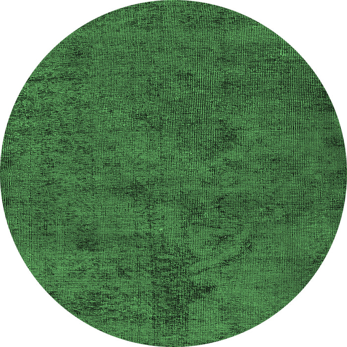Round Machine Washable Oriental Emerald Green Industrial Area Rugs, wshurb1905emgrn