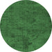 Round Oriental Emerald Green Industrial Rug, urb1905emgrn