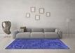 Machine Washable Oriental Blue Industrial Rug in a Living Room, wshurb1905blu