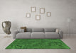 Machine Washable Oriental Green Industrial Area Rugs in a Living Room,, wshurb1905grn