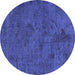 Round Oriental Blue Industrial Rug, urb1905blu