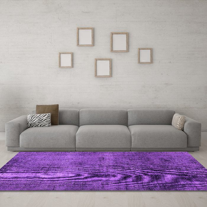 Machine Washable Oriental Purple Industrial Area Rugs in a Living Room, wshurb1906pur
