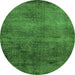 Round Oriental Green Industrial Rug, urb1906grn