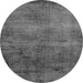 Round Oriental Gray Industrial Rug, urb1906gry