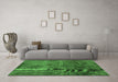 Machine Washable Oriental Green Industrial Area Rugs in a Living Room,, wshurb1906grn