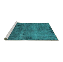 Sideview of Machine Washable Oriental Turquoise Industrial Area Rugs, wshurb1906turq