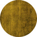 Round Machine Washable Oriental Yellow Industrial Rug, wshurb1906yw