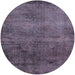 Round Mid-Century Modern Plum Purple Oriental Rug, urb1906